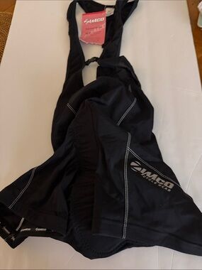Zimco  Black Cycling Bib Shorts with White Stitching